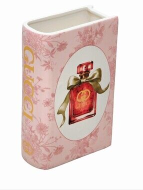 At Home Gucci Logo Fragrance Bottle Floral Ceramic Book Decor/Vase